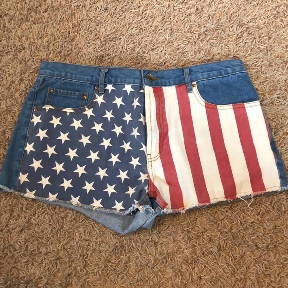 American flag jean shorts